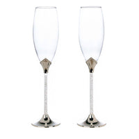 Champagneglazen met stras - Zilver | Glamour | H. 26,5 cm