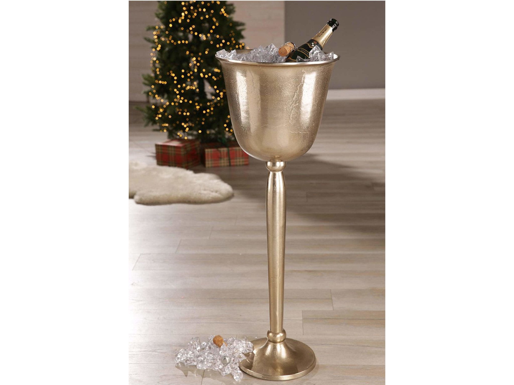 champagne koeler in metaal op voet 92 cm