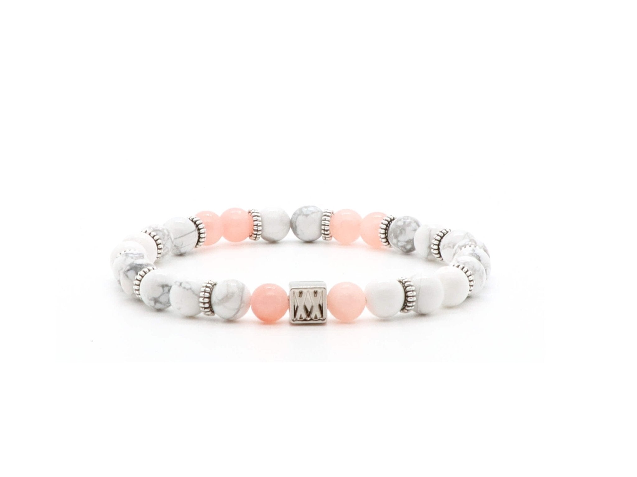 Ladies bracelet with Howlite and Rose Quartz beads | Natural stone