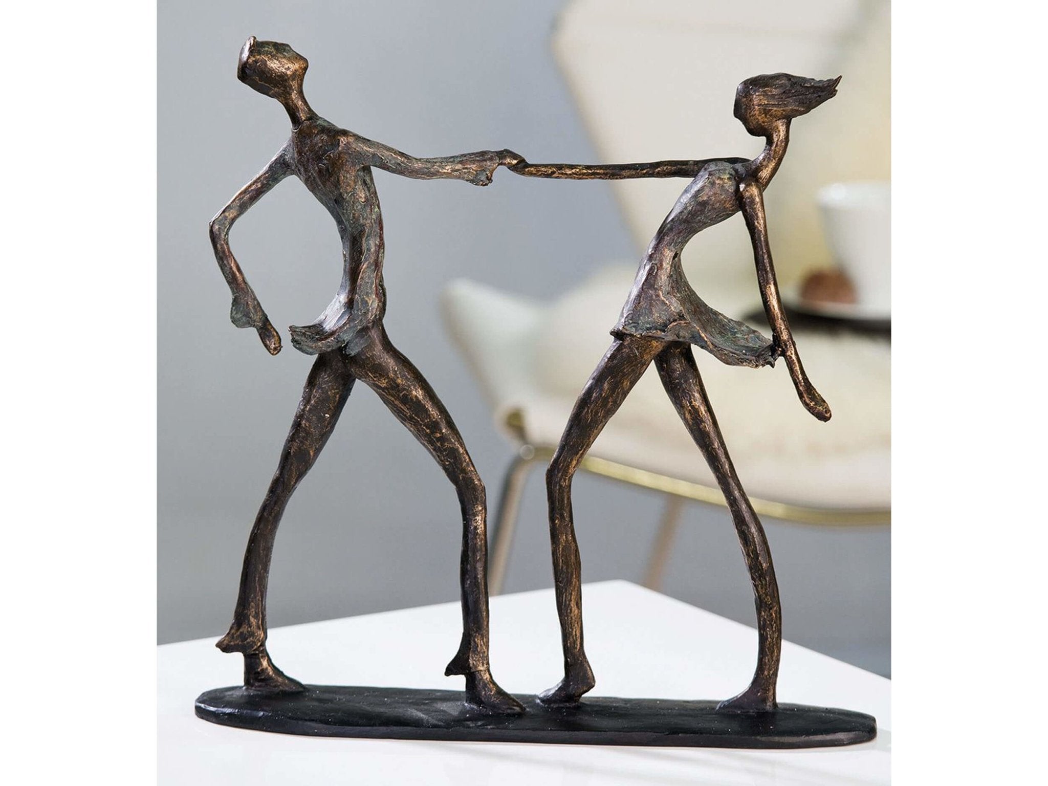 Antiek bronzen beeld van dansende man en vrouw - 36 cm