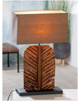Houten tafellamp met stoffen lampenkap vam 63 cm hoog in bruin. Een beetje natuur in huis - Design velichting