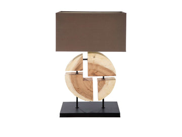 Houten tafellamp | Geometric | H. 63 cm