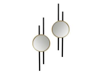 Decoratieve spiegel - Zwart / Goud | Duet | Ø 23 cm | 2-delig
