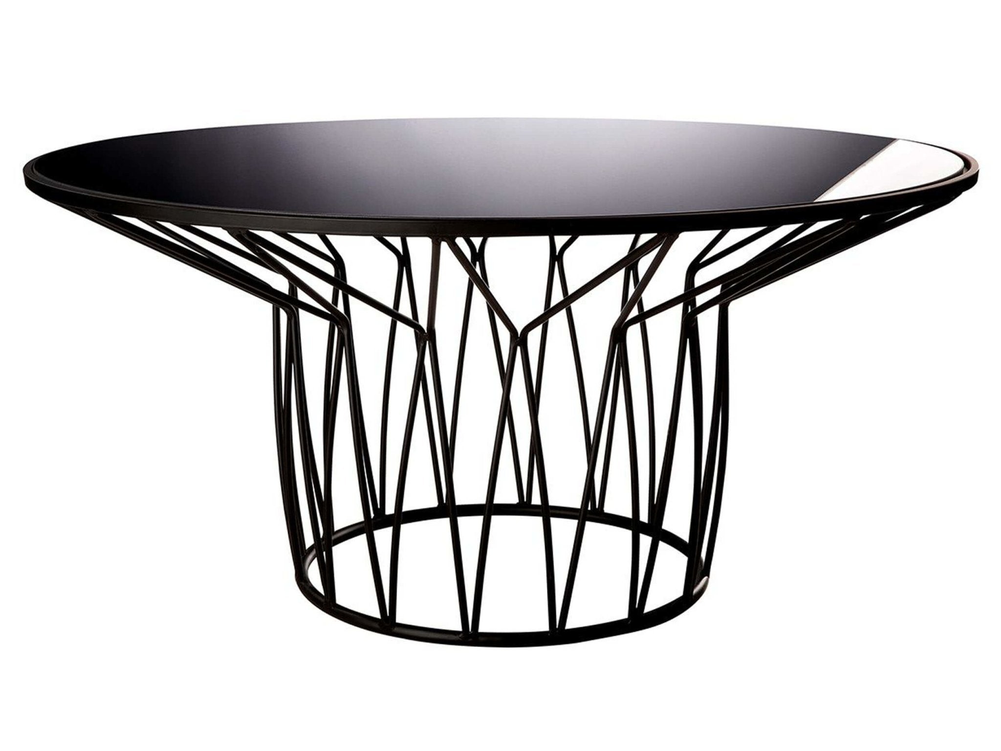 Moderne zwarte salontafel in metaal en glas