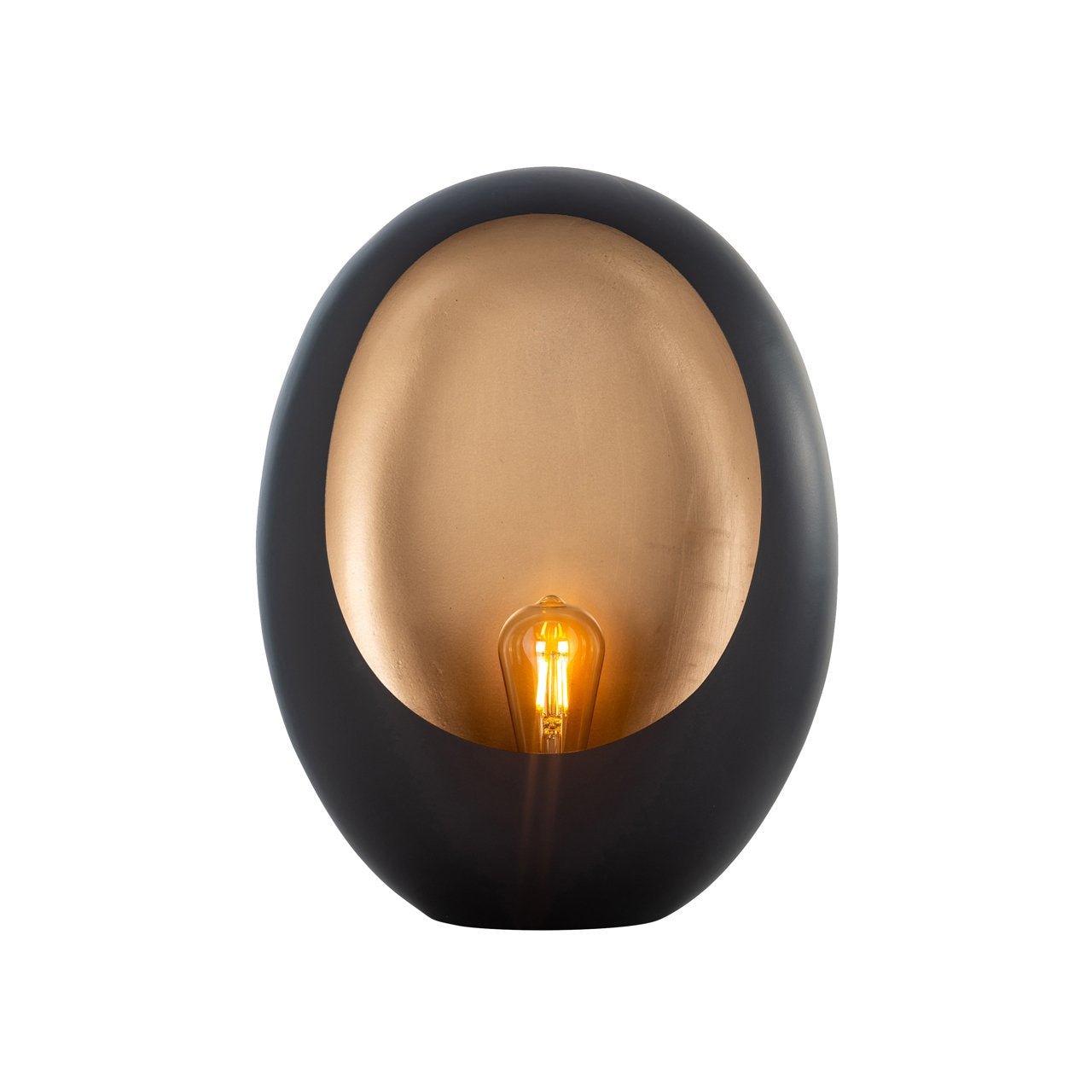 Eivormige tafellamp Lina in zwart en goud