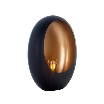 Ei-vormige grote Zwart - Gouden tafellamp | Lina | H. 45 cm