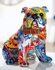 Polyresin decoratief engelse bulldog beeldje in graffiti motief