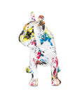 Vooraanzicht het veelkleurige franse bulldog beeldje van 19 cm hoog