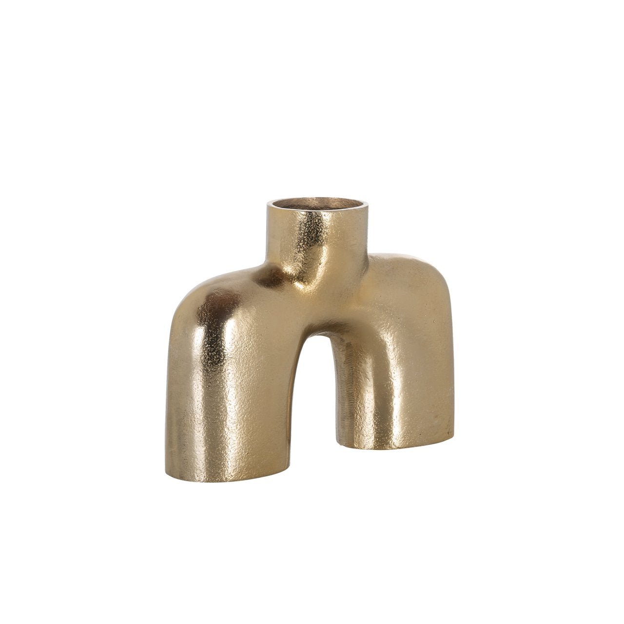 Geborsteld aluminium gouden vaasje | Marley | H. 18.5 cm