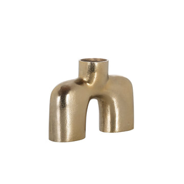 Geborsteld aluminium gouden vaasje | Marley | H. 18.5 cm