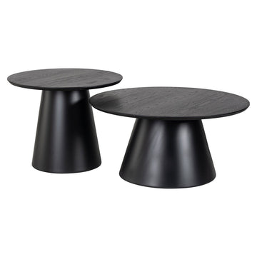 Geometrische zwarte salontafel set | Jazz | H. 39 cm