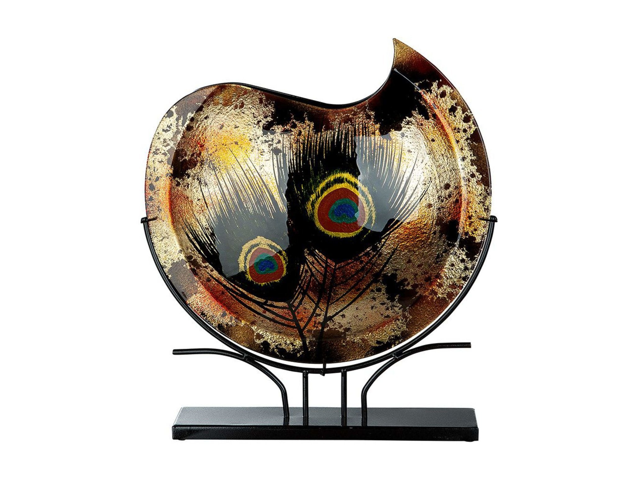 Glaskunst Vaas - Goud/Bruin | Peacock | H. 47 cm | Glass Art