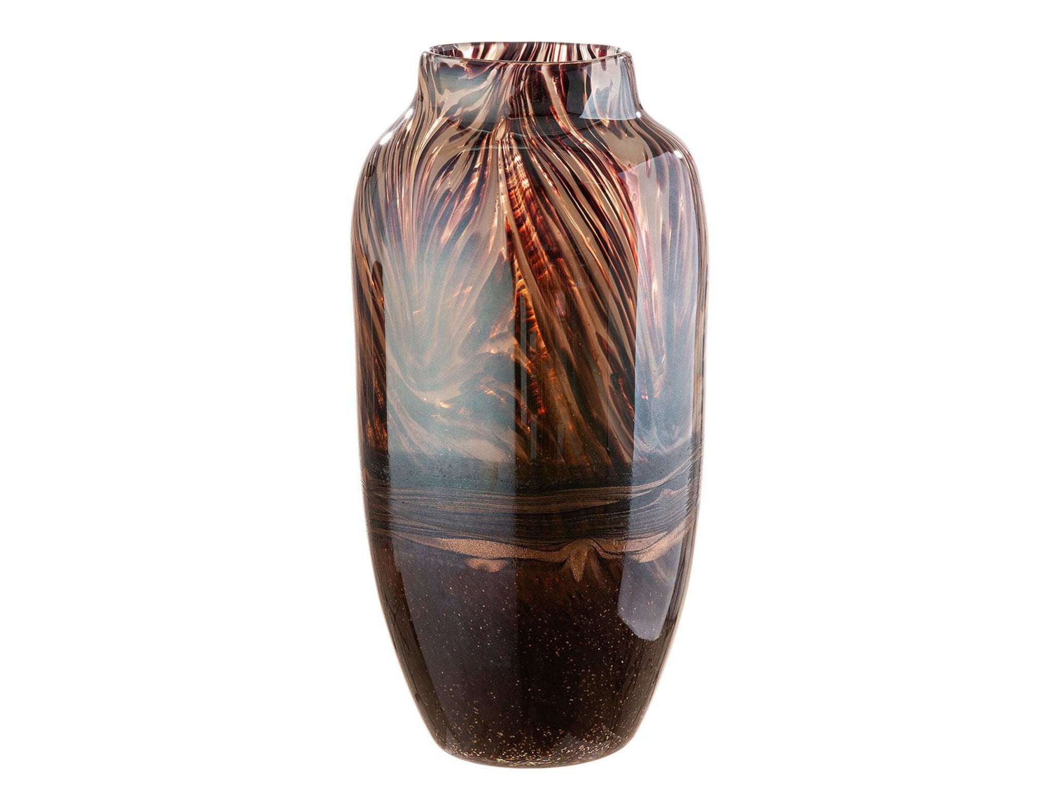Glass art glaskunst vaas in bruin 37 cm hoog