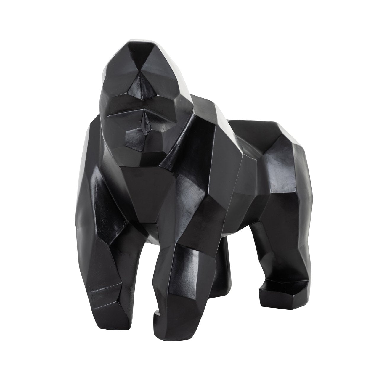 Gorilla polygoon beeldje in zwart | Koko | H. 22 cm