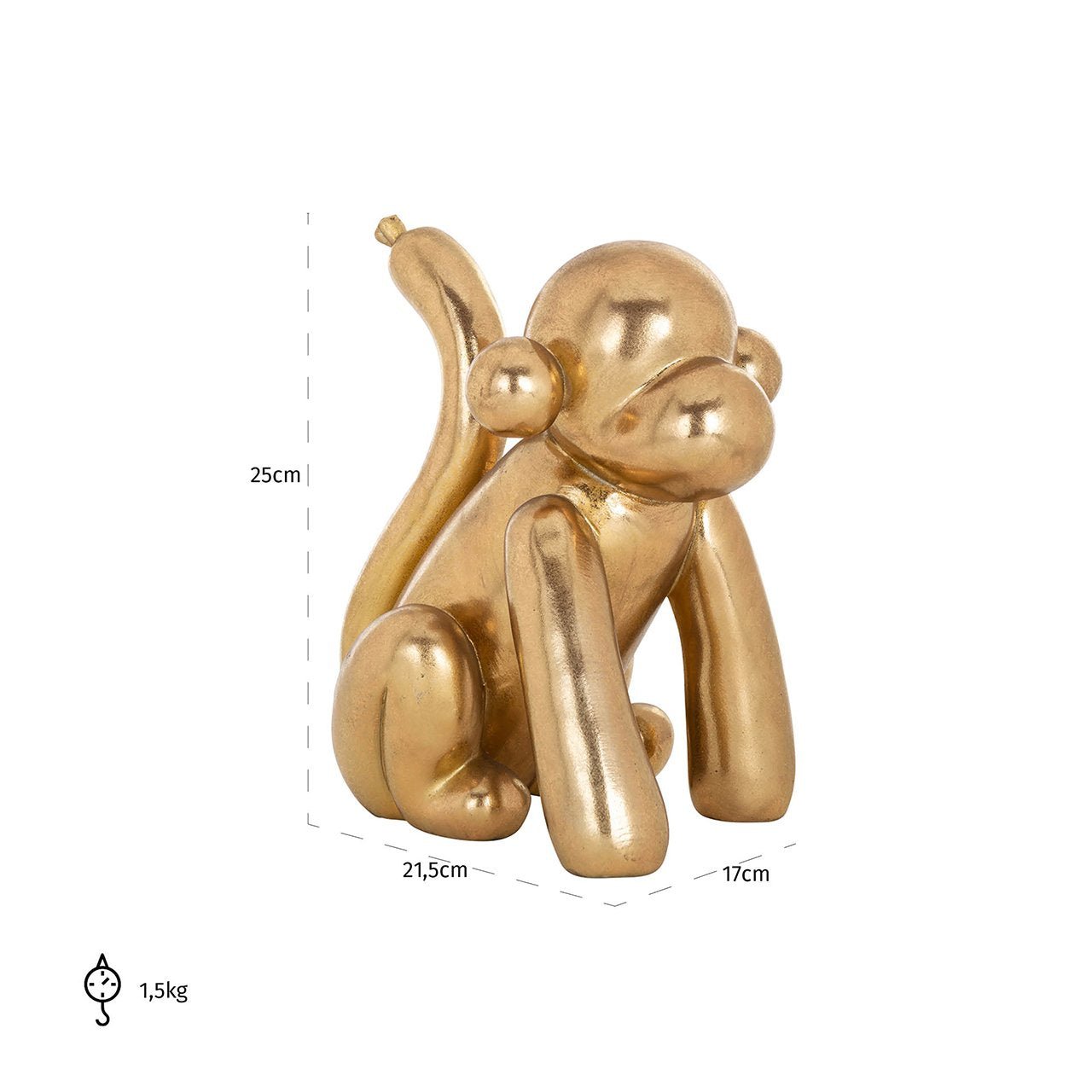 Gouden Ballon Aap in Jeff Koons stijl - decoratief beeld