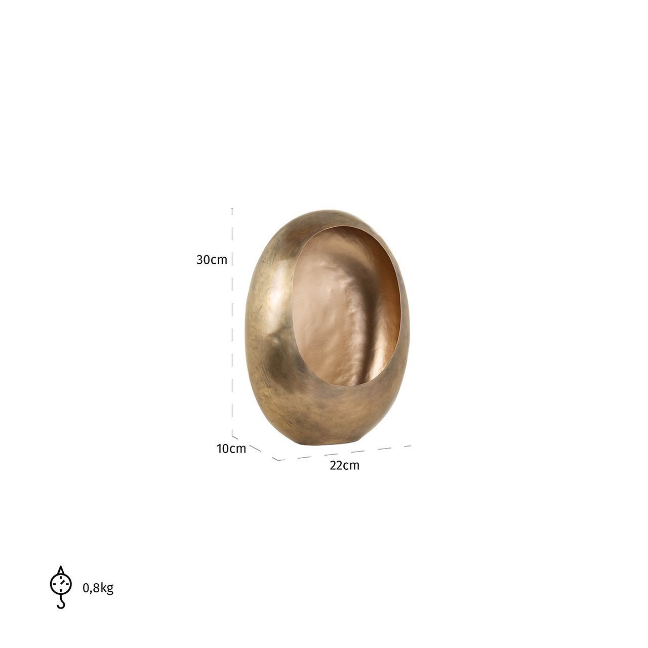 Gouden metalen kandelaar kopen in elegante ovale vorm