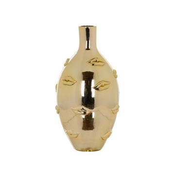 Gouden ovale vaas met lippen | Kisses | H. 24.5 cm