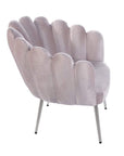 Moderne stijl fauteuil met uniek golvend ontwerp en grijze velours bekleding