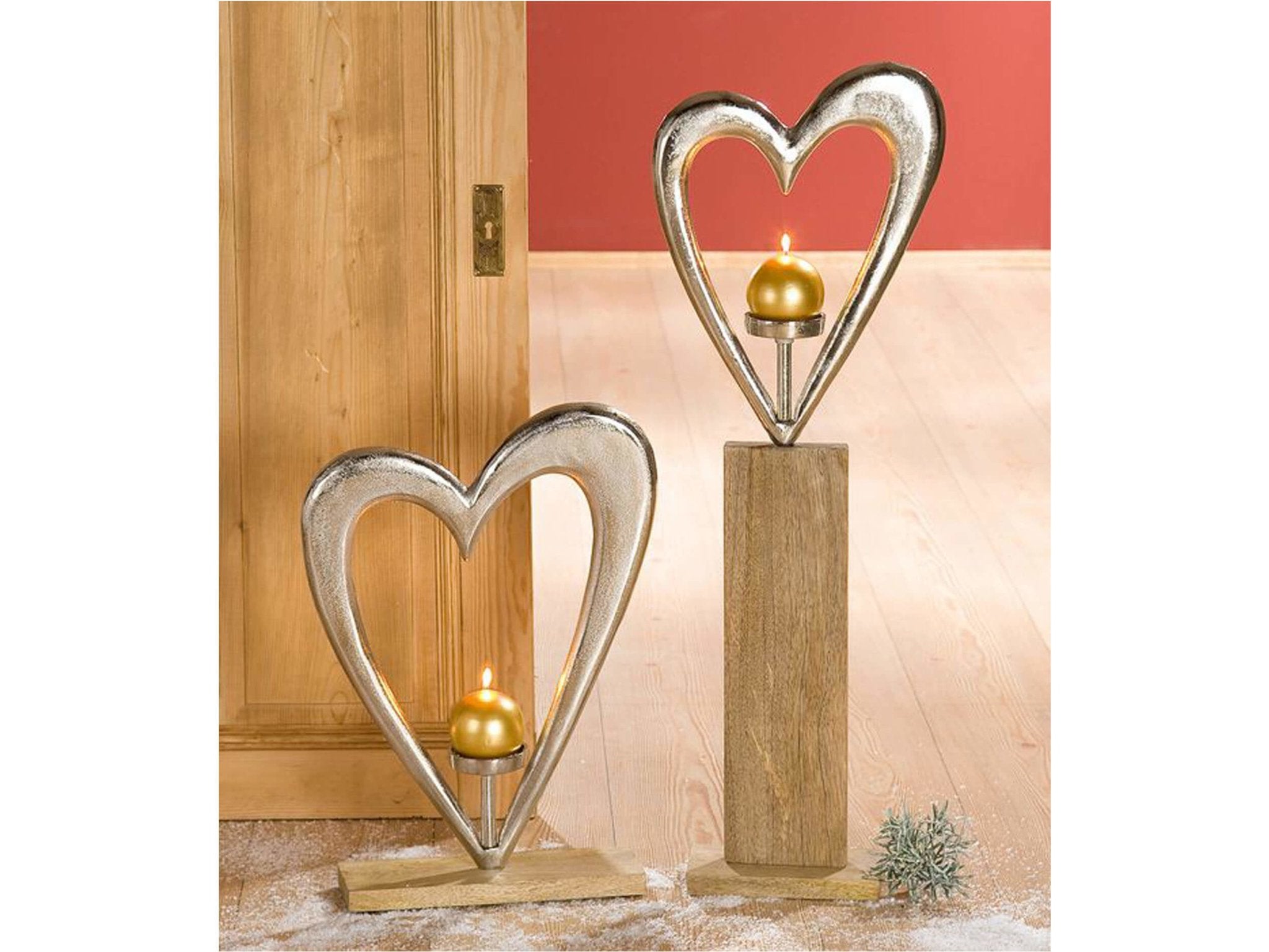 Aluminium hart vormige kandelaars voor theelichtjes, stomp en bolkaarsen