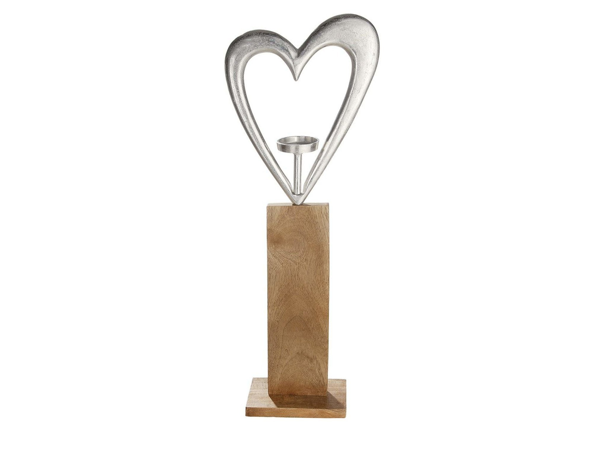Grote aluminium kandelaar - Zilver | Heart | H. 85 cm