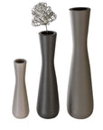 Grand Vase en Céramique Moderne Côtelé - Gris | crête | H. 57 cm