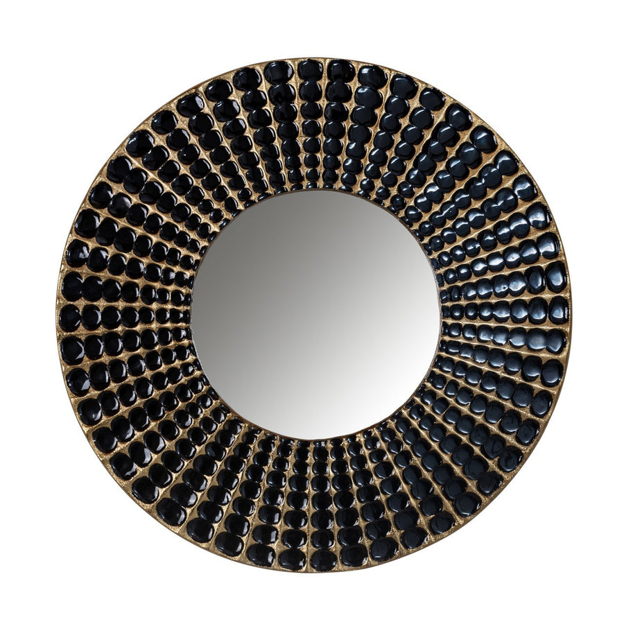 Grote ronde spiegel in zwart en goud | Lynde | Ø 60.5 cm