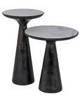 De ethan aluminium accent tafels als set van Richmond interiors in zwart aluminium met marmeren blad