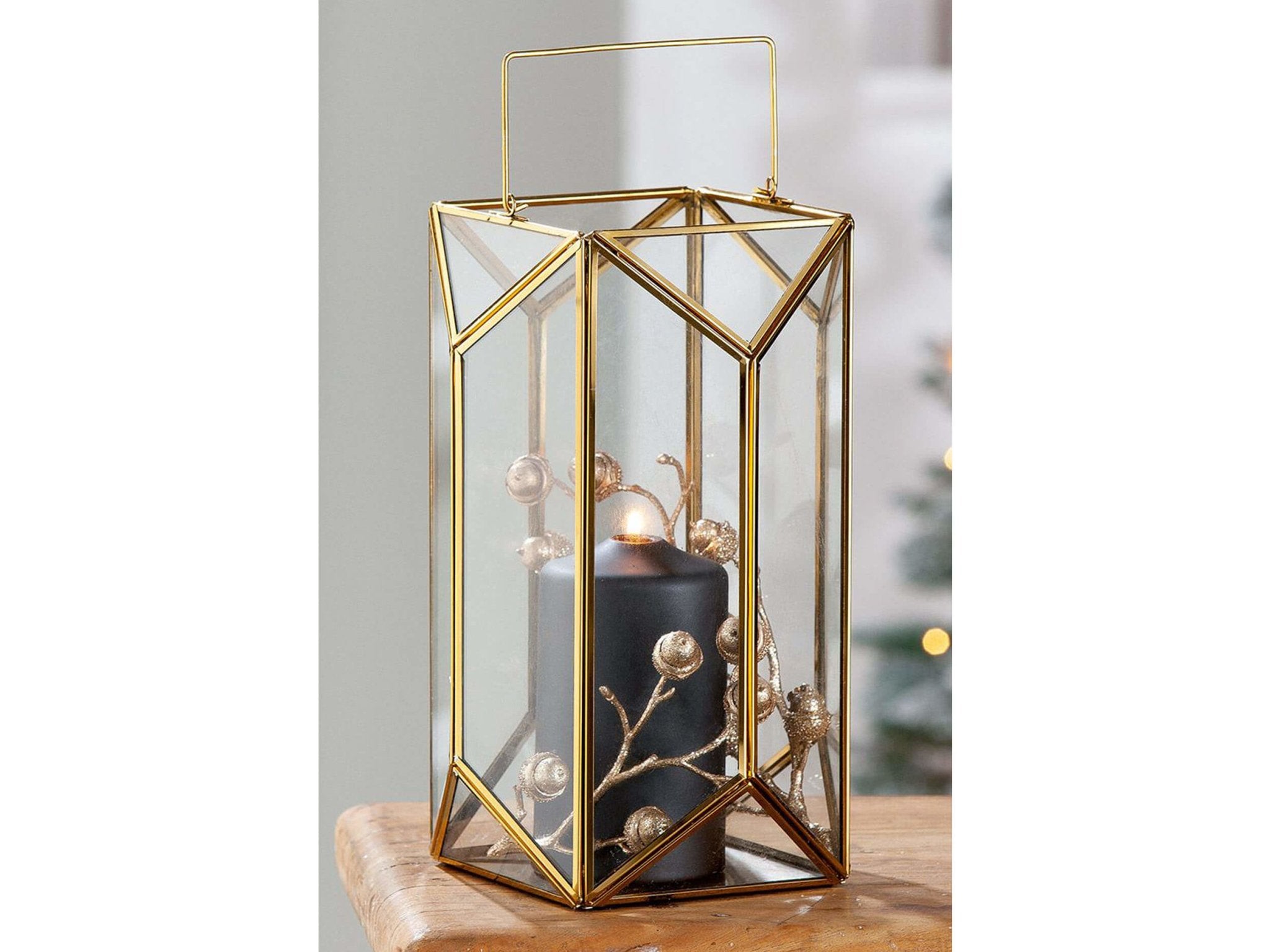 Klassieke stijl decoratieve lantaarn voor kaarsen | veelhoekige vorm | 18 cm diameter