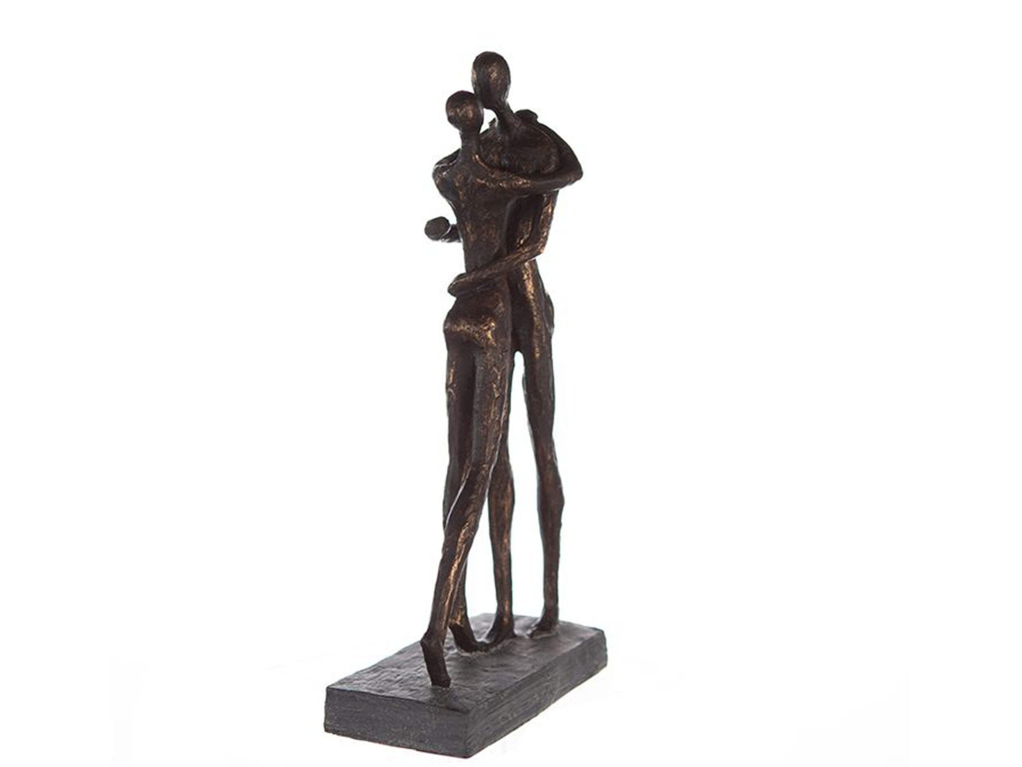 Zijaanzicht van het liefdesbeeld op voet cuddle in antieke bronzen afwerking