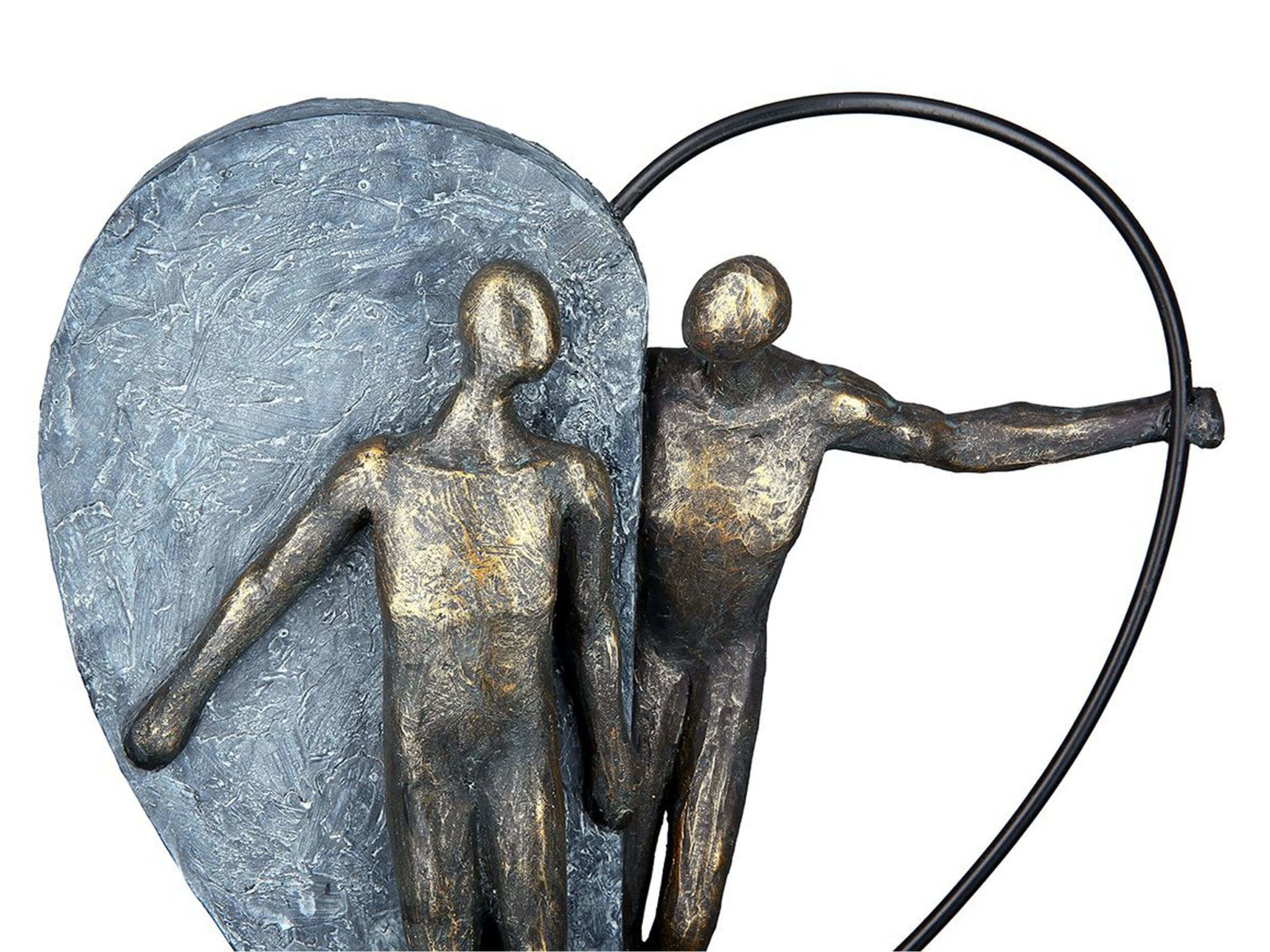 Coppia d&#39;amore nella figura del cuore - Grigio/Bronzo | battito cardiaco | H. 31 cm