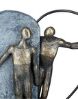 Couple amoureux en forme de cœur - Gris/Bronze | battement de coeur | H. 31 cm