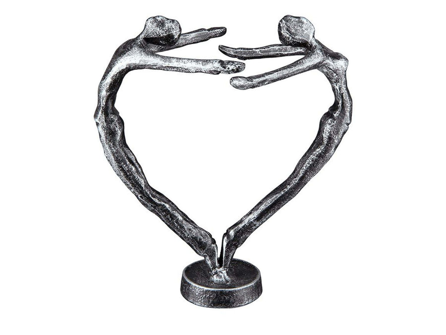 Metalen beeldje koppel hart - Zilver | In love | H. 15 cm