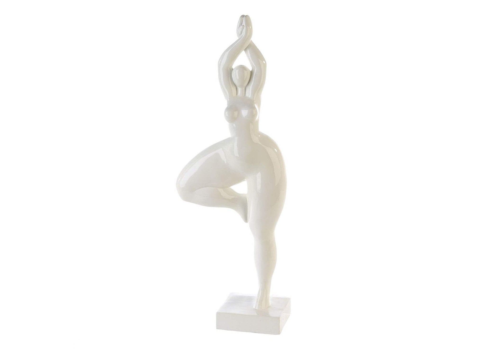 Modern wit ballerina beeld op voet | H. 52 cm