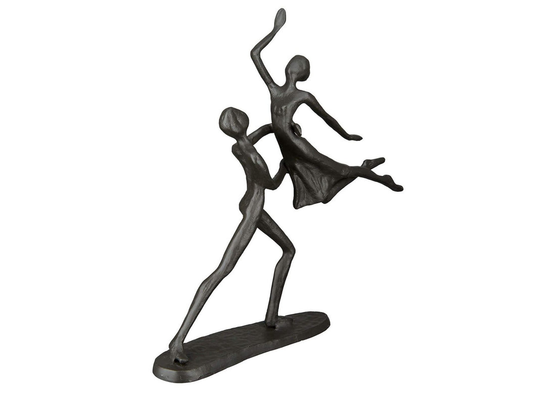 Metalen sculptuur van een dansend koppel in zwarte kleur