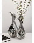 Moderne druppelvormige tafelvaas in zilver | Matello | H. 30 cm