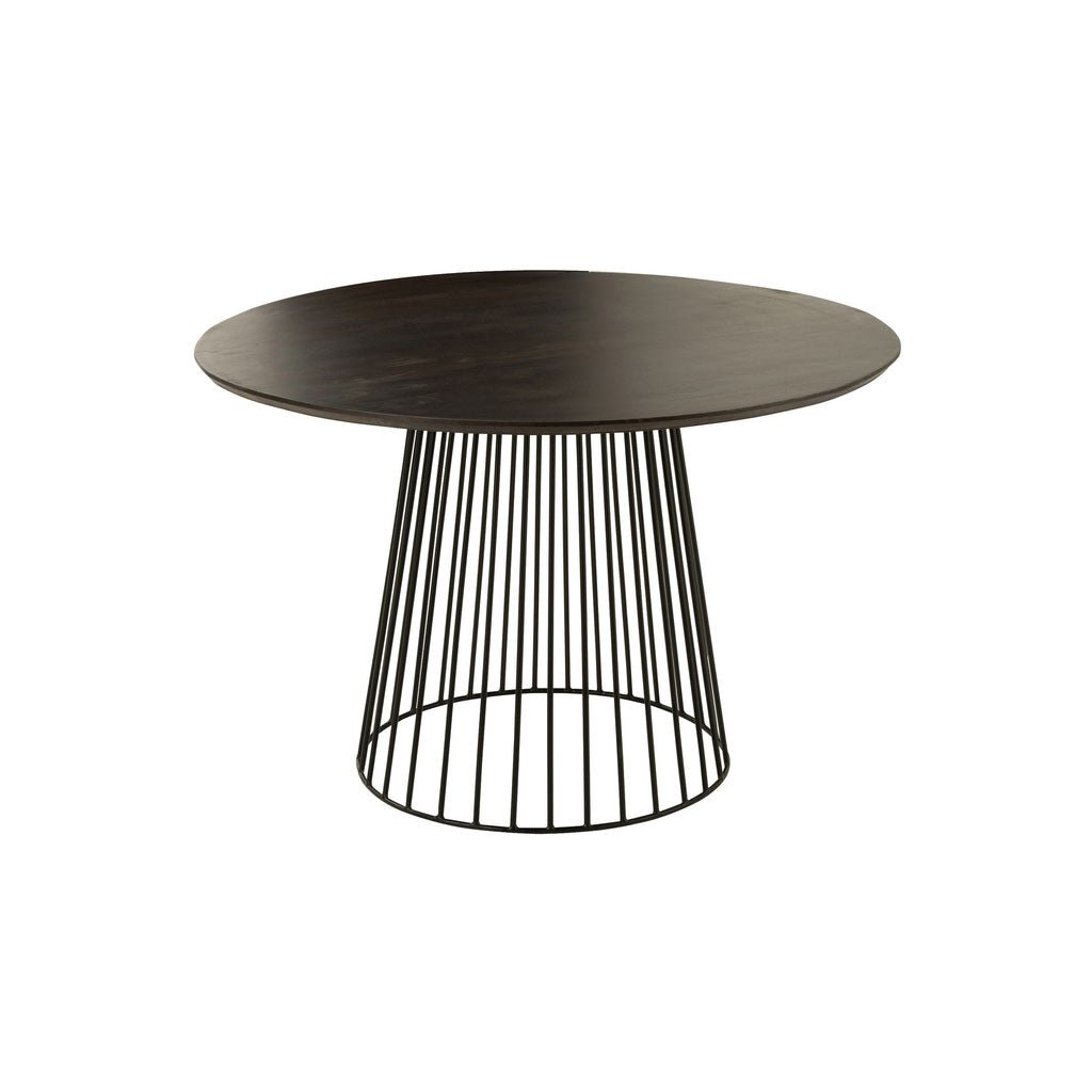 Moderne ronde eettafel in zwart metaal en mangohout | Ø 120 cm