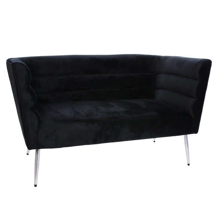 Moderne sofa in zwart fluweel | Wavy | 2-zitsbank