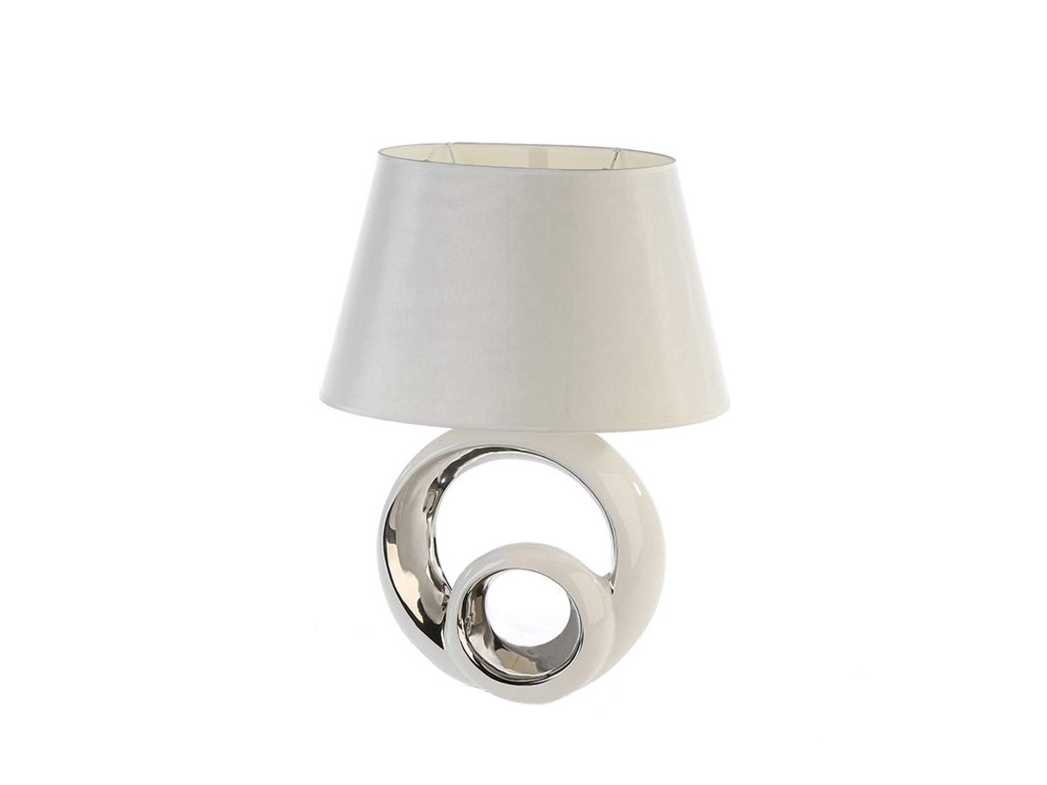 Moderne tafellamp in Wit en Zilver | Circles | H. 48 cm