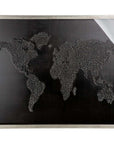 Moderne wereldkaart nagel prent - Zwart | World | H. 80 cm