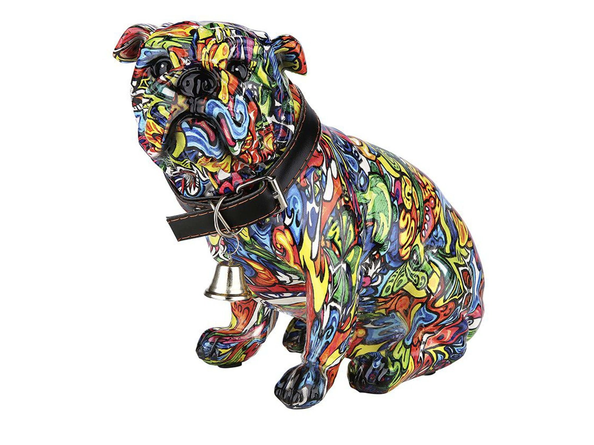 Bulldog met halsband beeldje  - Graffiti | Street Art | H. 17 cm
