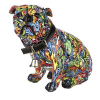 Bulldog met halsband beeldje  - Graffiti | Street Art | H. 17 cm