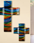 religieuze muurdecoratie kruis kleuring met golvend patroon