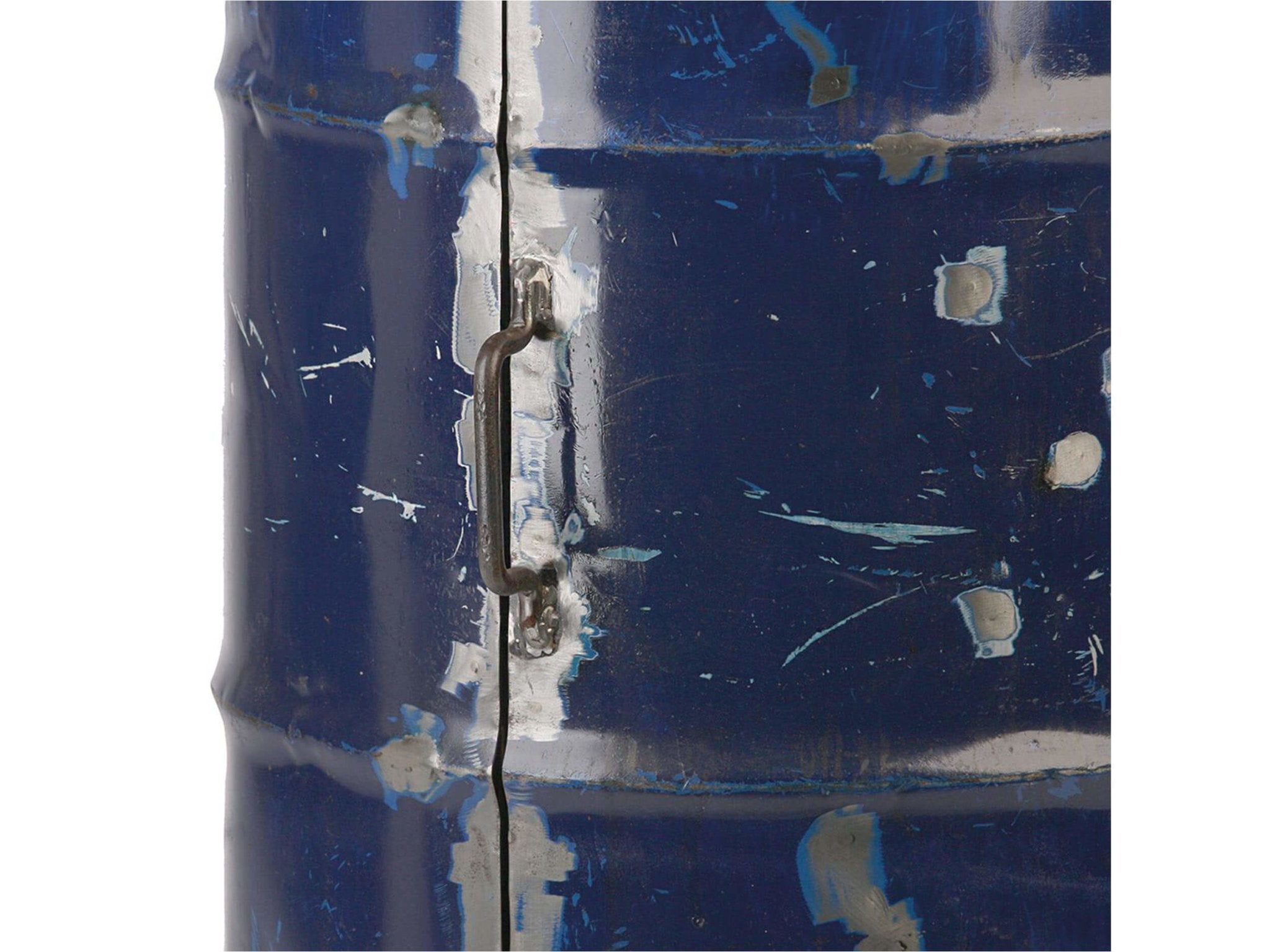 Table bar baril de pétrole avec meuble de rangement - Bleu | Baril | H. 116 cm