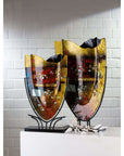 Moderne glaskunst vazen in goud en bruin