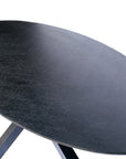 Ovale zwart eiken eettafel in Visgraat verband