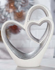 Porseleinen hart beeldje voor huwelijk of jubileum in wit  - 15 cm hoog