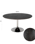 Maataanduiding: Ronde tafel in zwarte eik met RVS voet | Ø140 cm