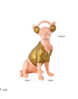 Maataanduiding: Roze Chihuahua met gouden jasje figuur| H. 40.5 cm - Richmond Interiors