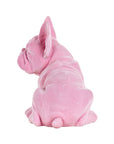 Achteraanzicht van het roze fluweelachtige frenchie pup beldje
