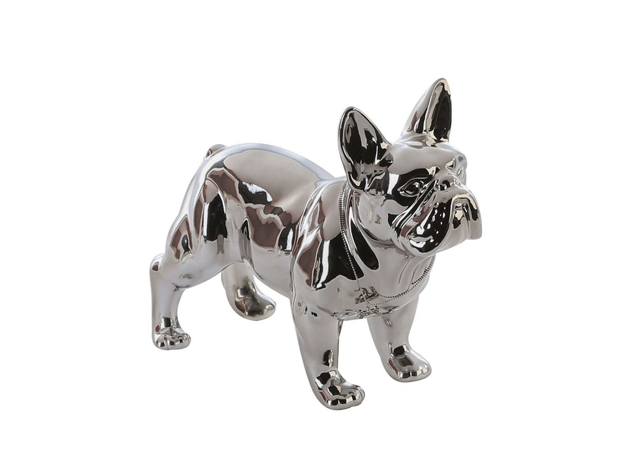 zilveren sculptuur van bulldog